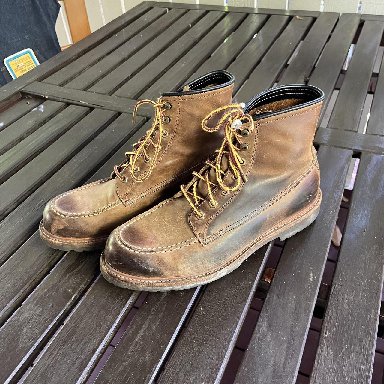 Frye Moc Toe Lug Sole Good Year Welted Work Boot. Depop