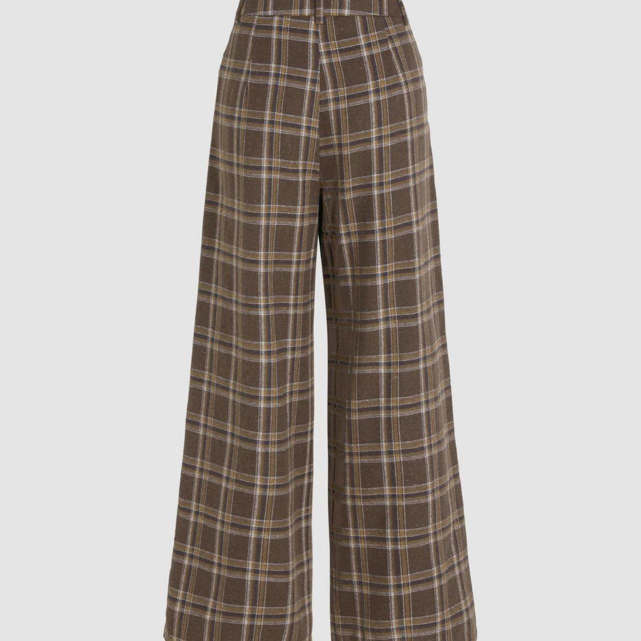 Cider Women's Cream and Brown Trousers Depop