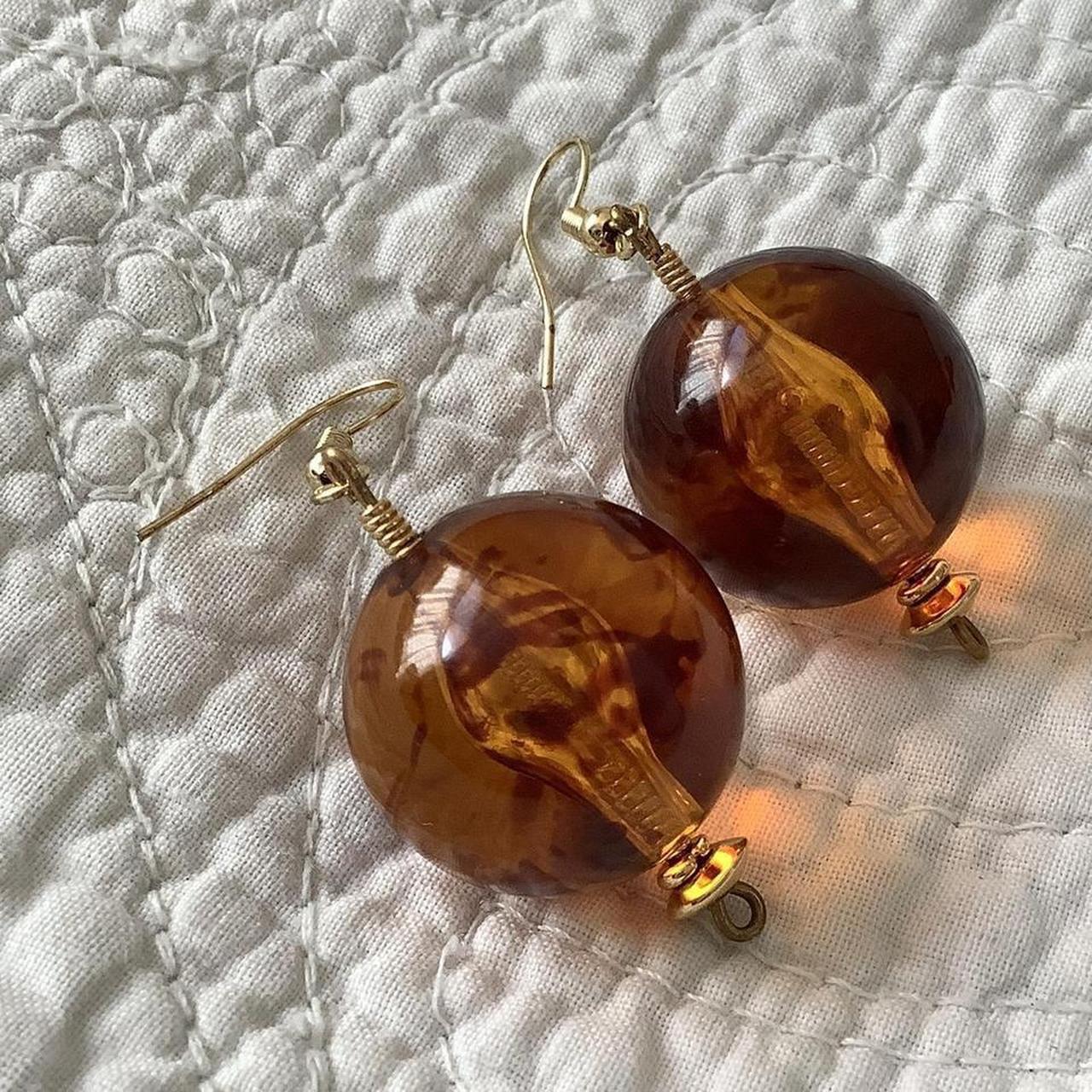 Women's Earrings - Orange/Brown – Translucent ora… - image 1