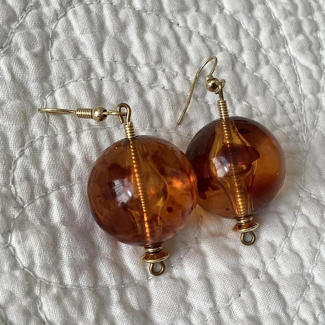 Women's Earrings - Orange/Brown – Translucent ora… - image 2