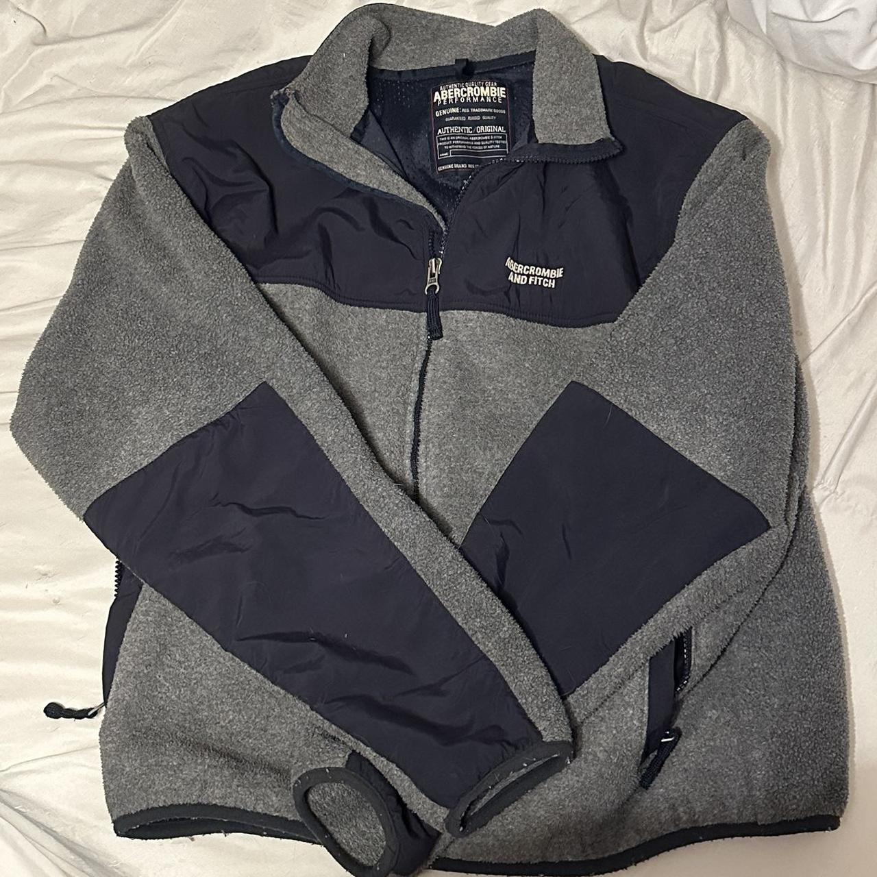 abercrombie and fitch zip up varsity fleece jacket... Depop