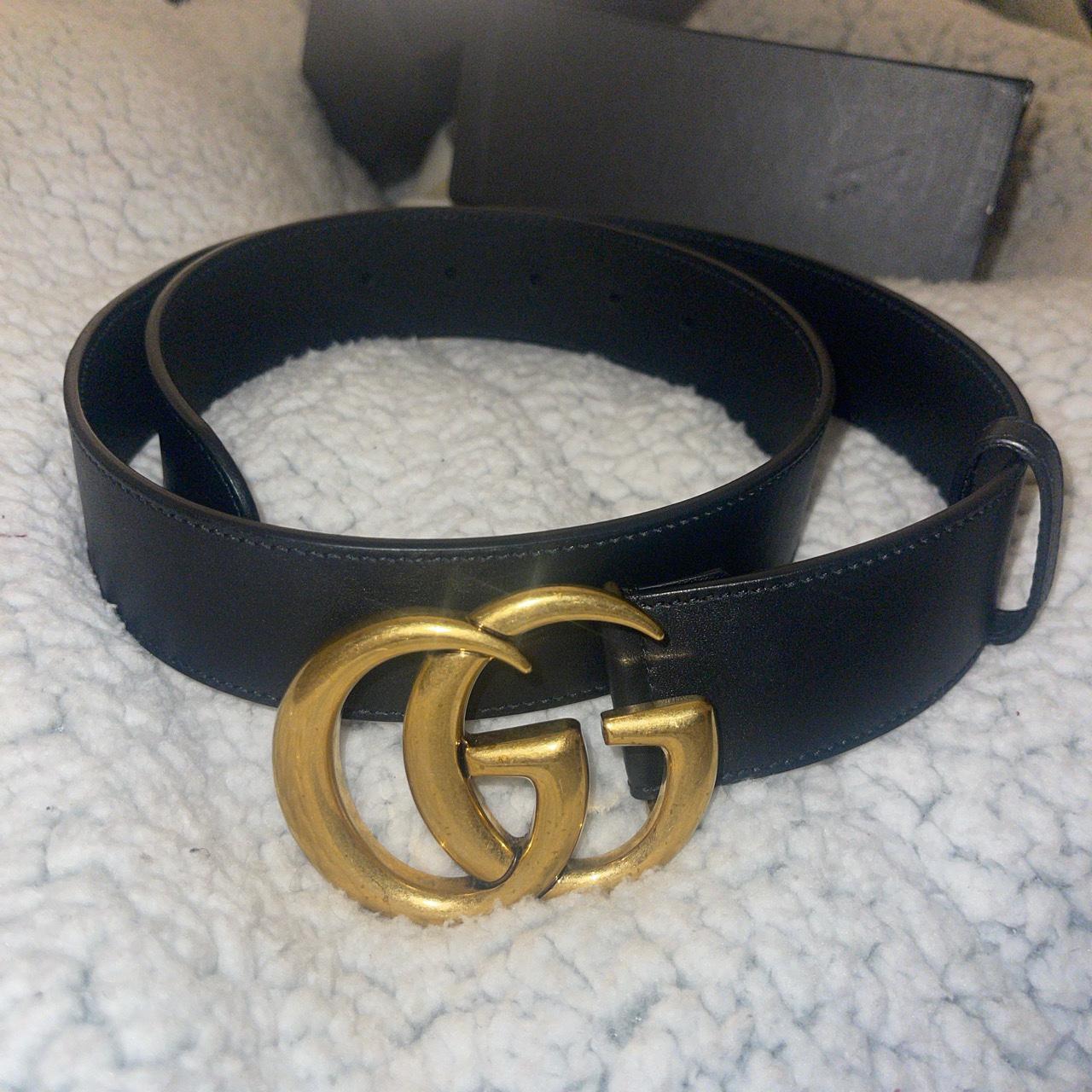 Gucci Women's Black and Gold Belt