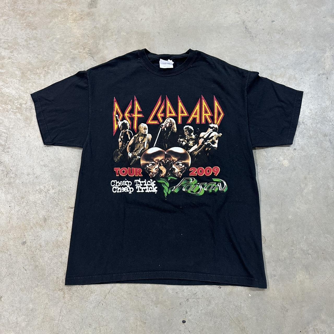 Vintage 2009 Def Leppard x Poison Band Tour T-Shirt... - Depop