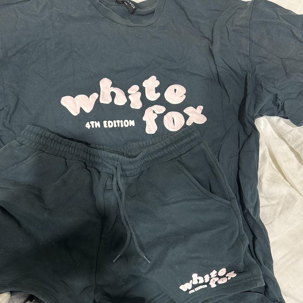 White fox shirt and track shorts set colour... - Depop