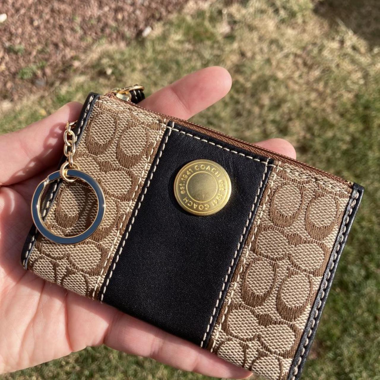 Coach Vintage monogram signature gold chain wristlet mini purse