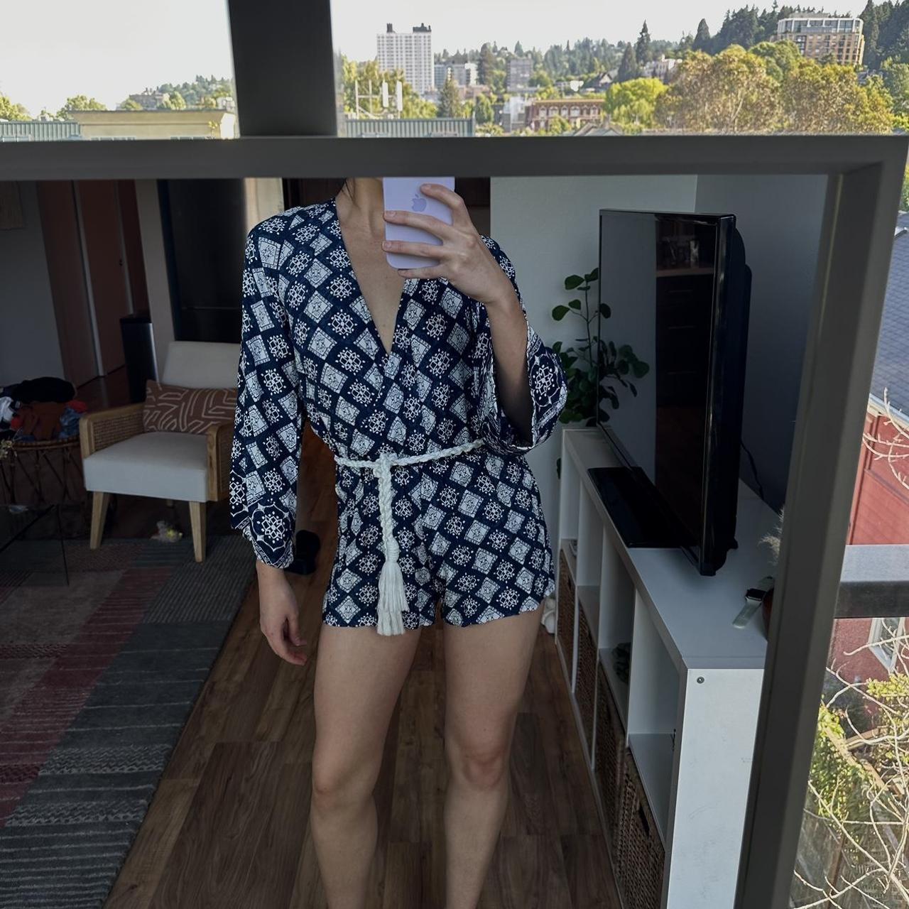 Faithfull The Brand Women's Blue and White Playsuit-romper