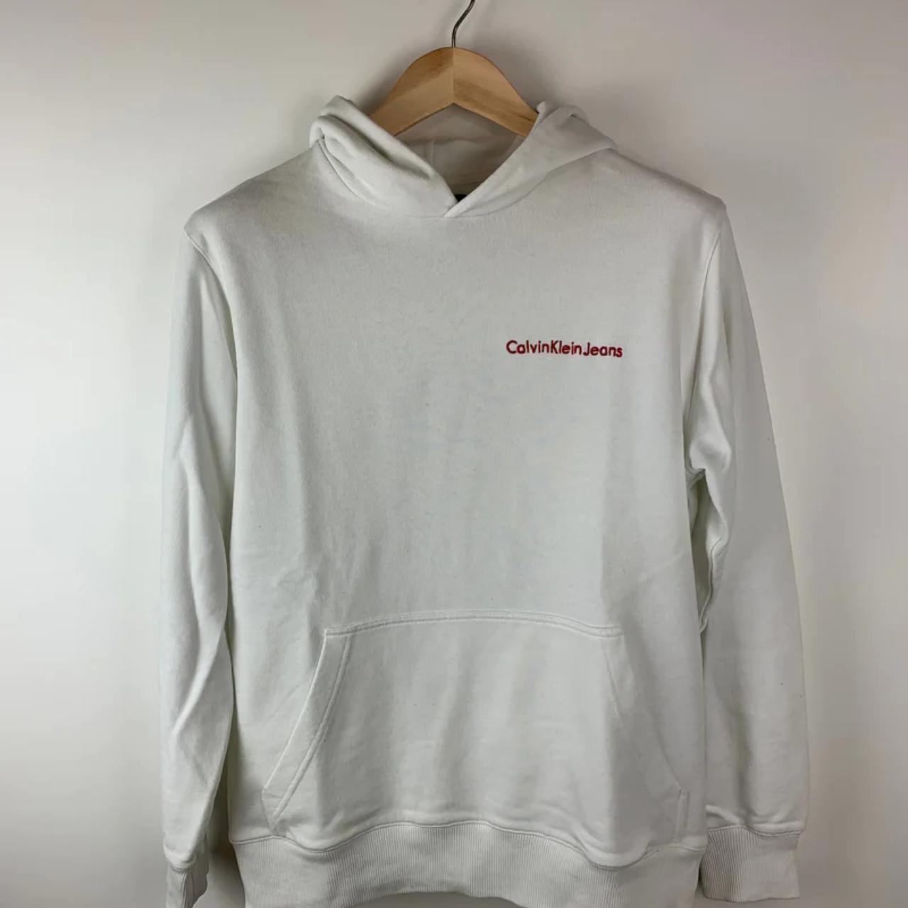 Calvin Klein Jeans Men's White Hoodie | Depop