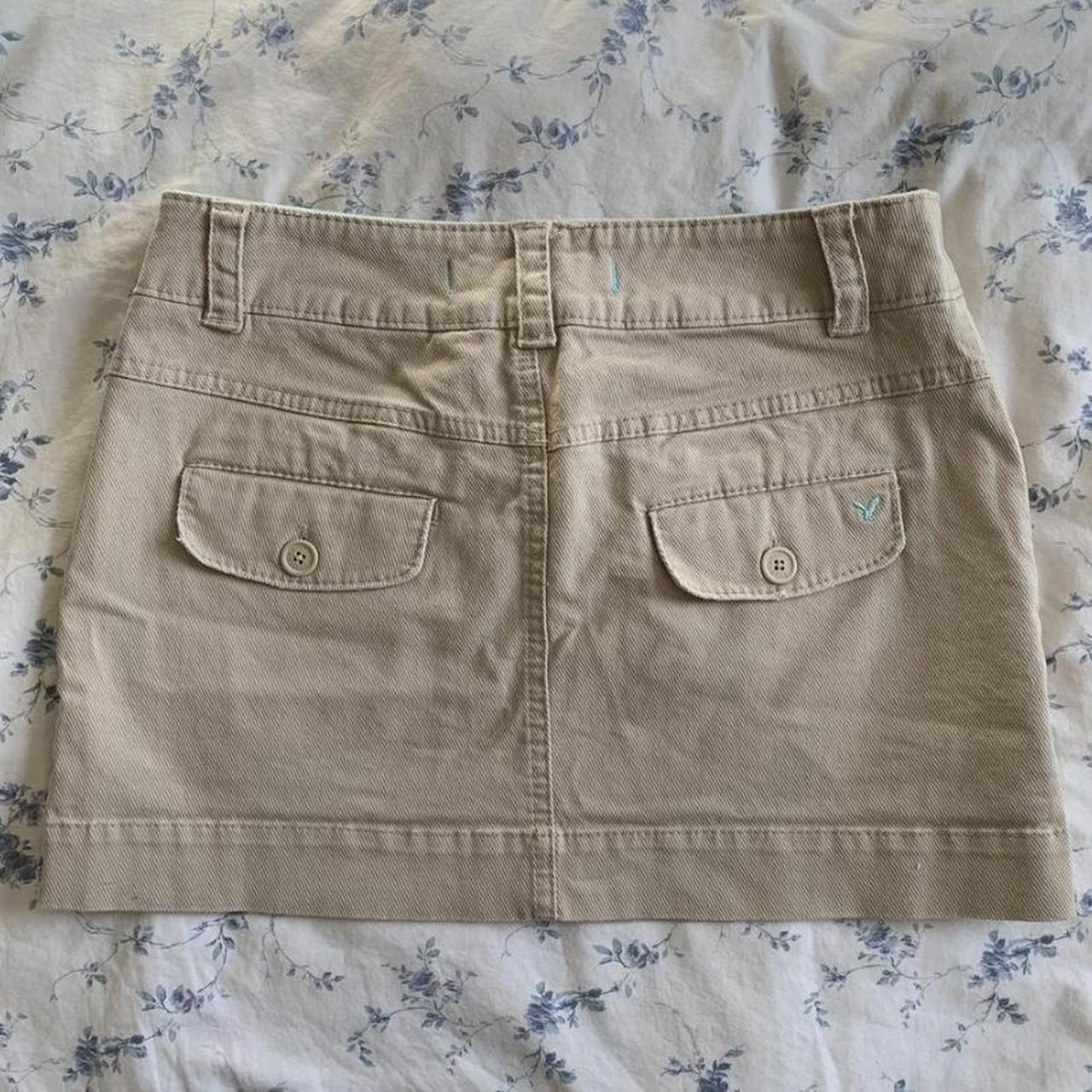 American Eagle Outfitters Women's Tan and Cream Skirt | Depop