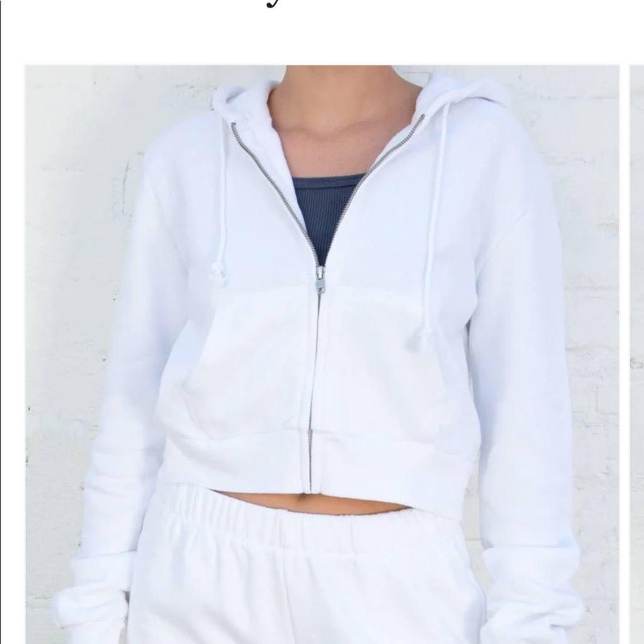 Brandy Melville Women's White Hoodie Depop