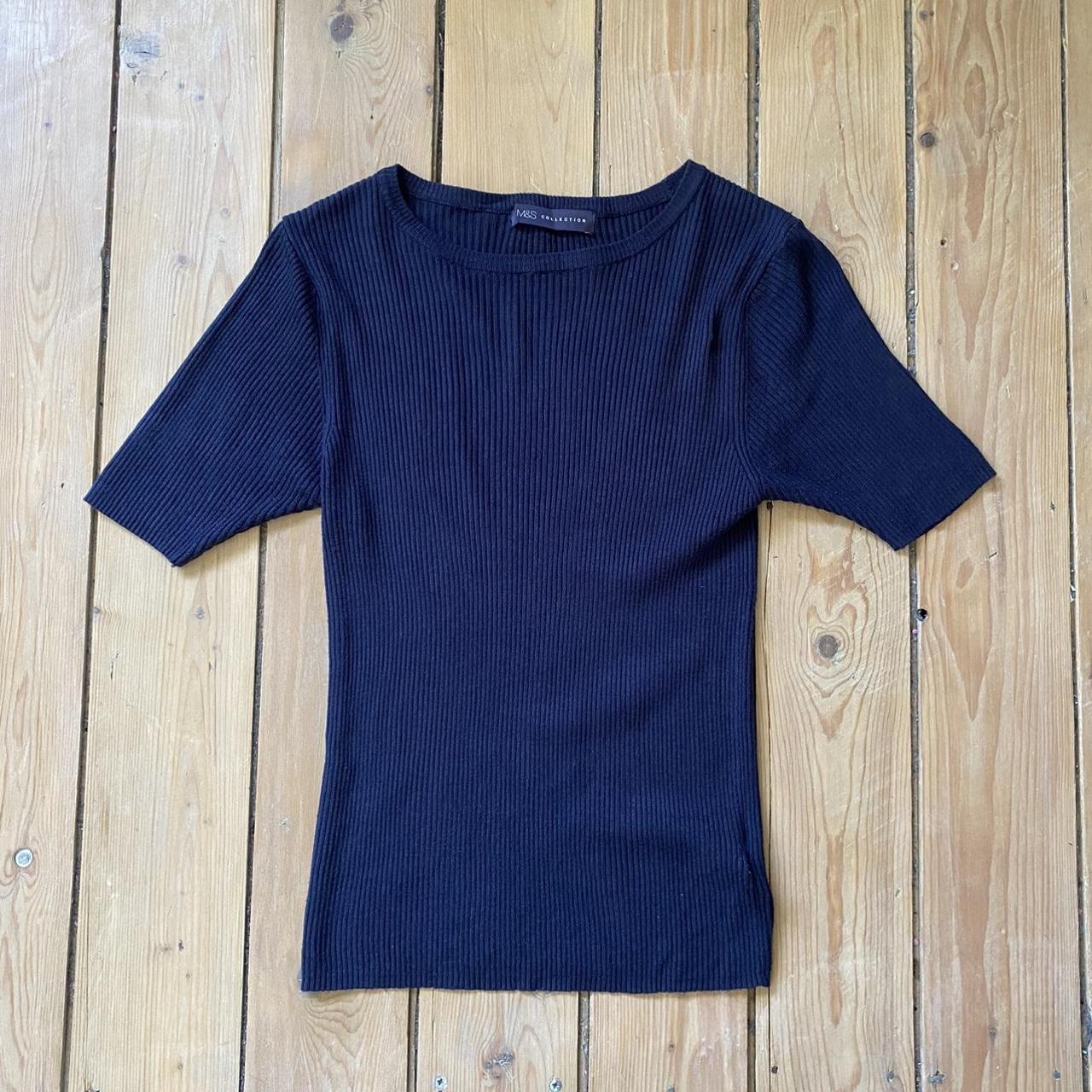 Skinny ribbed t-shirt style top, round neck. M&S,... - Depop