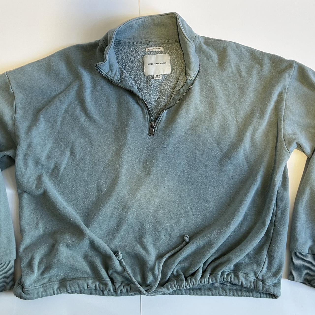 American Eagle Cropped Sweatshirt. Sage green, size... - Depop