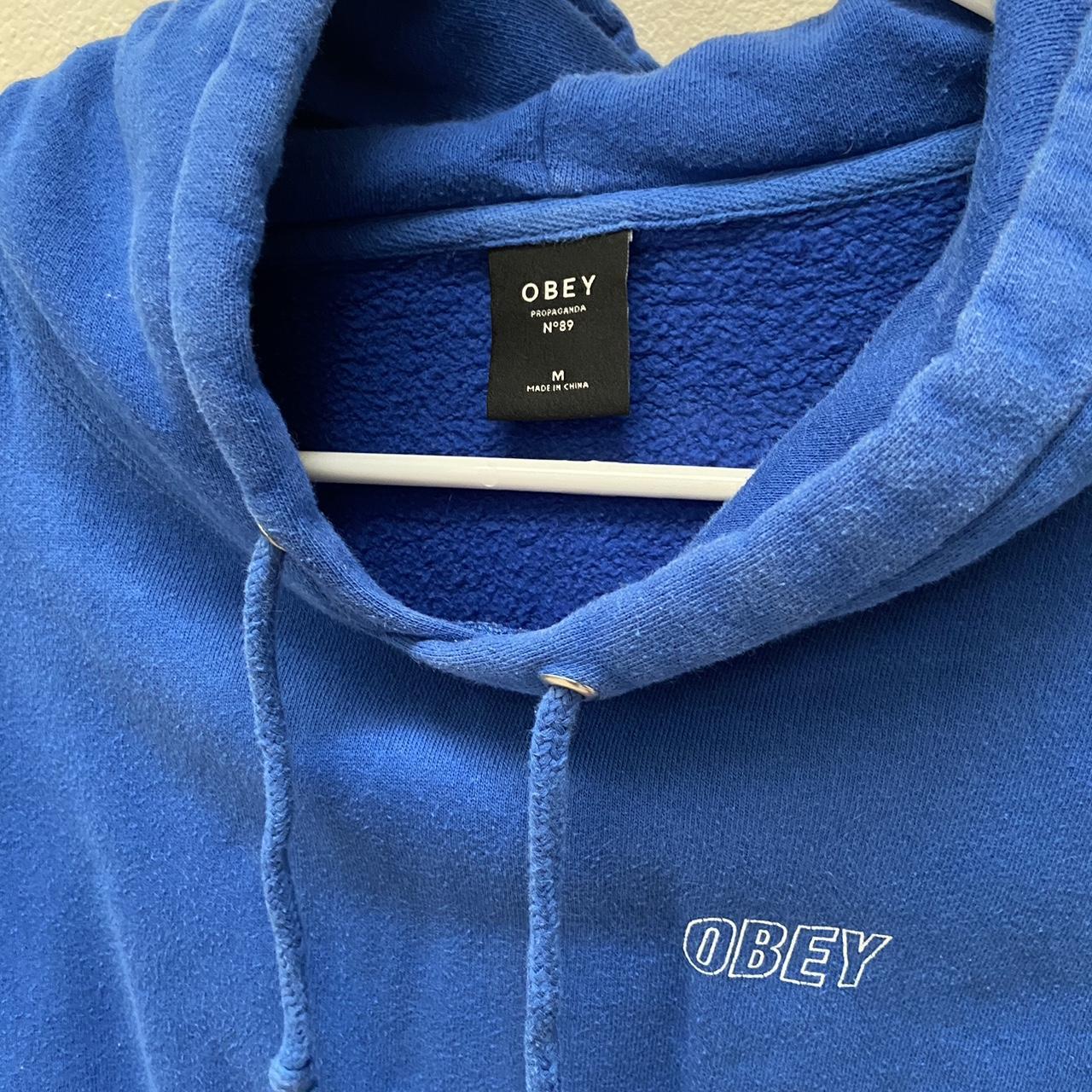 Obey Women's White and Blue Hoodie
