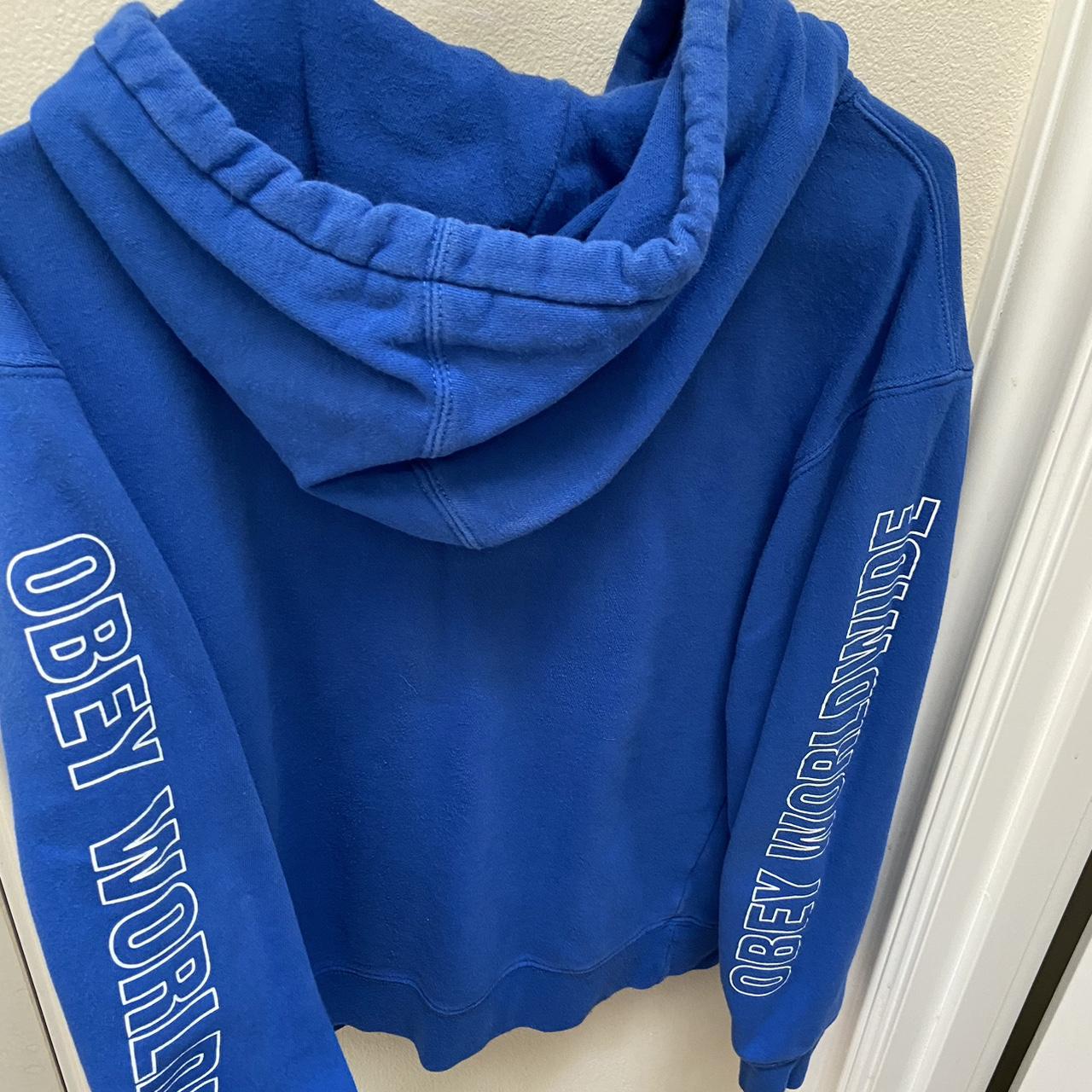 Obey Women's White and Blue Hoodie (3)