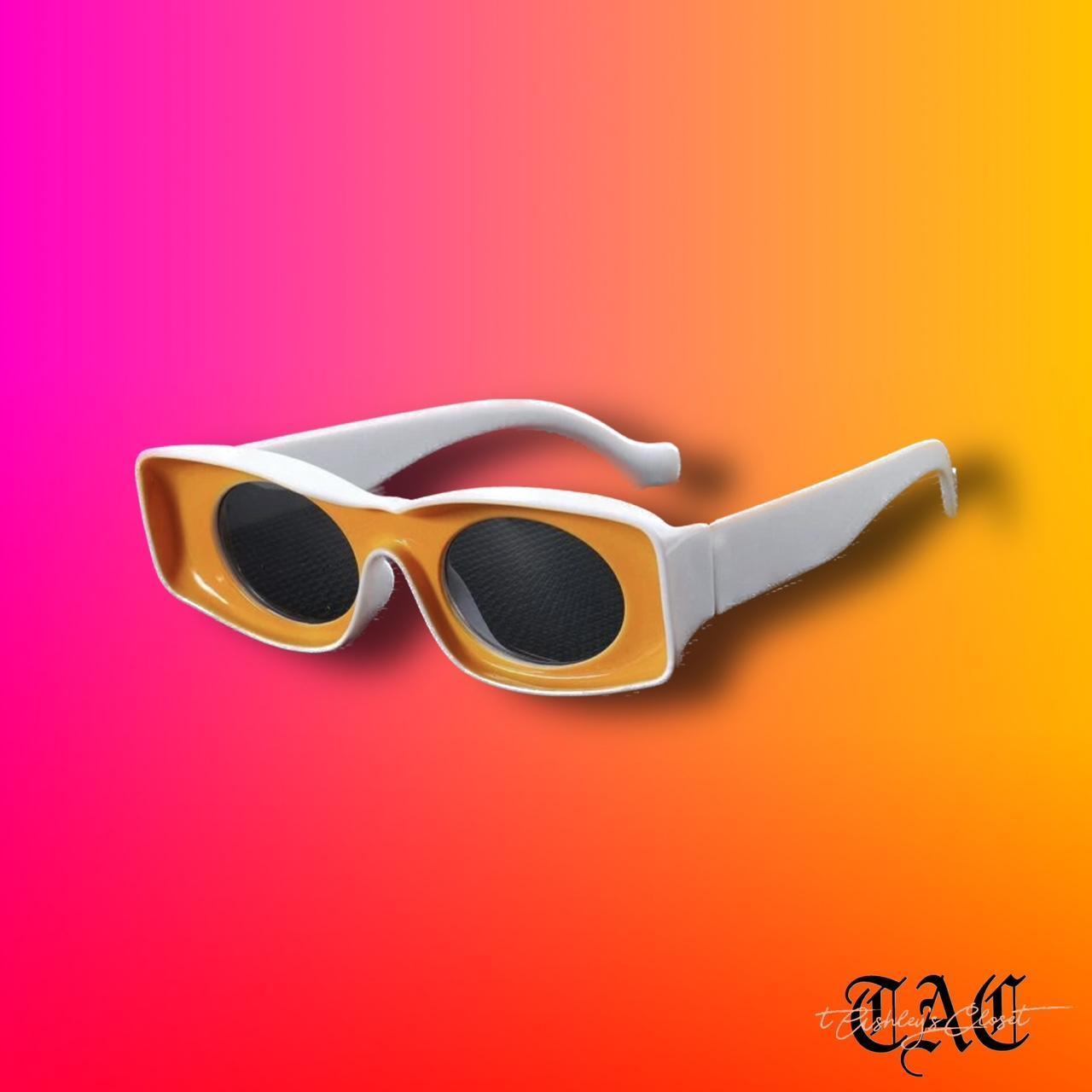Yellow & White Bold Sunglasses fashionglasses... Depop