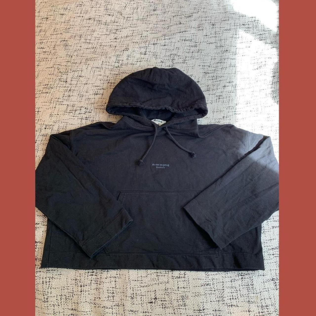 Acne Studios Joghy cropped cotton hoodie in black Depop