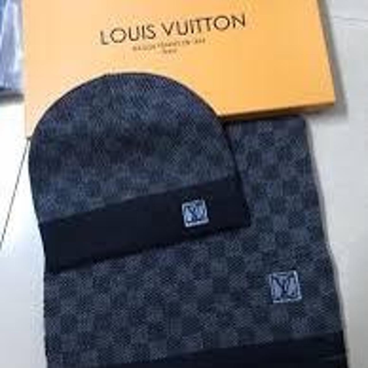 LOUIS VUITTON HAT AND SCARF SET BLACK OR... Depop