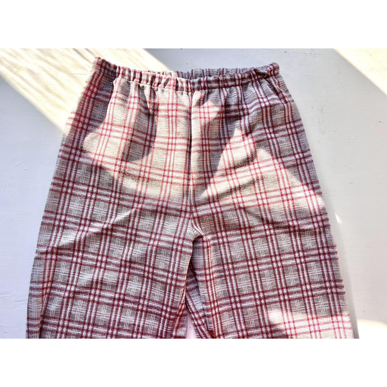 JCPenney Women's Burgundy and Cream Trousers | Depop