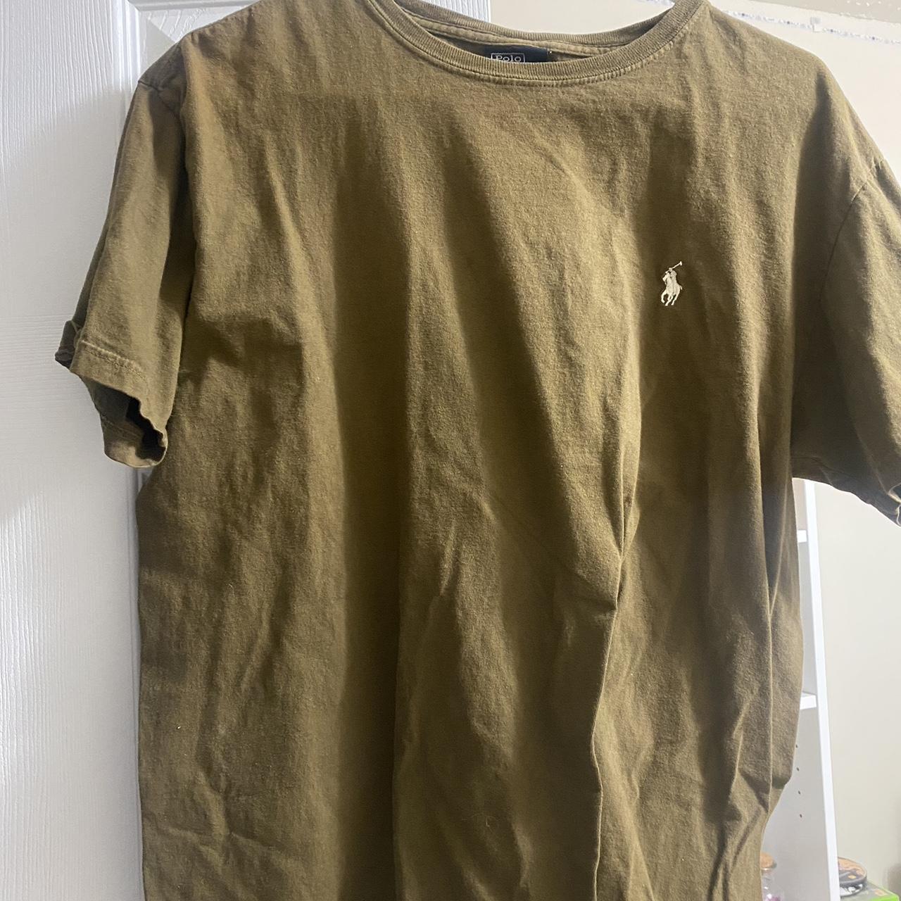 Polo Ralph Lauren Men's Khaki and Brown T-shirt | Depop