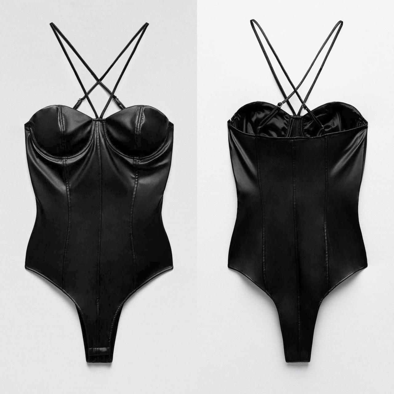 Zara Women's Black Bodysuit Depop