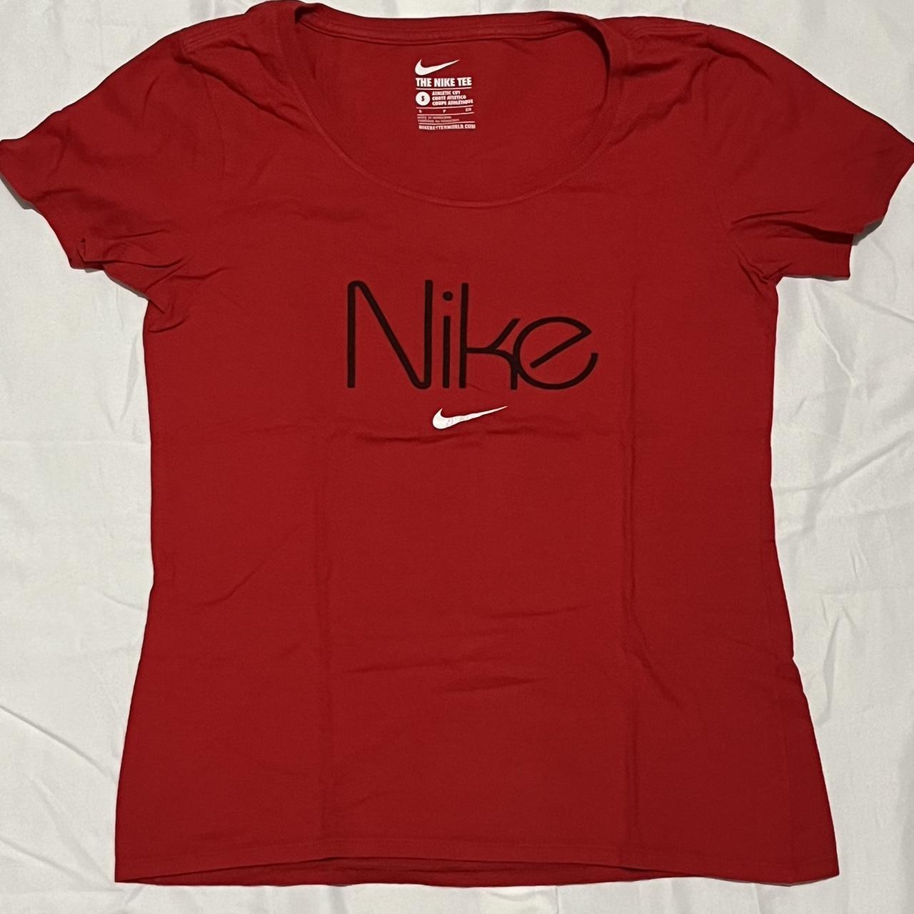 womens red and white nike shirt