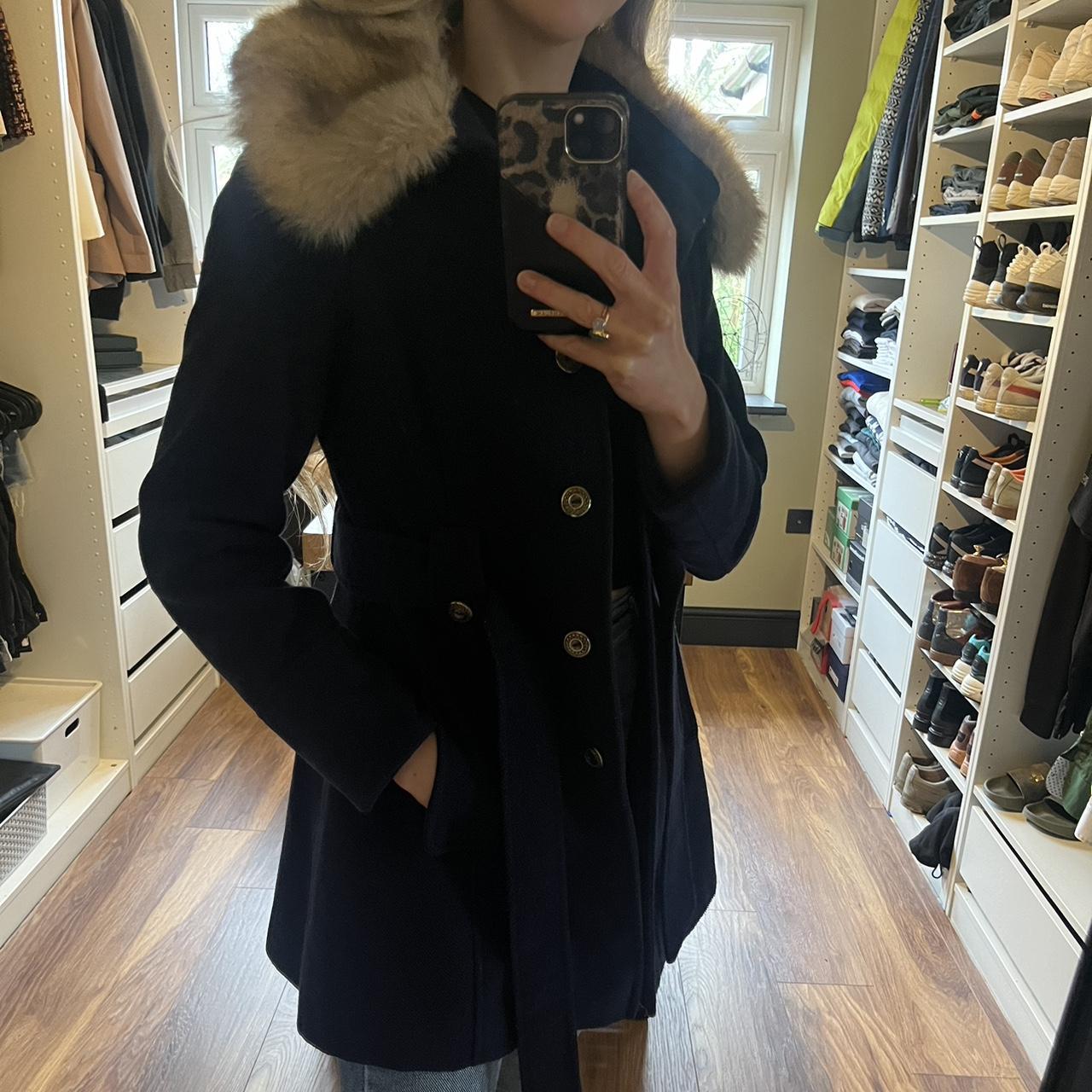 Miss Selfridge petite navy coat with gold button