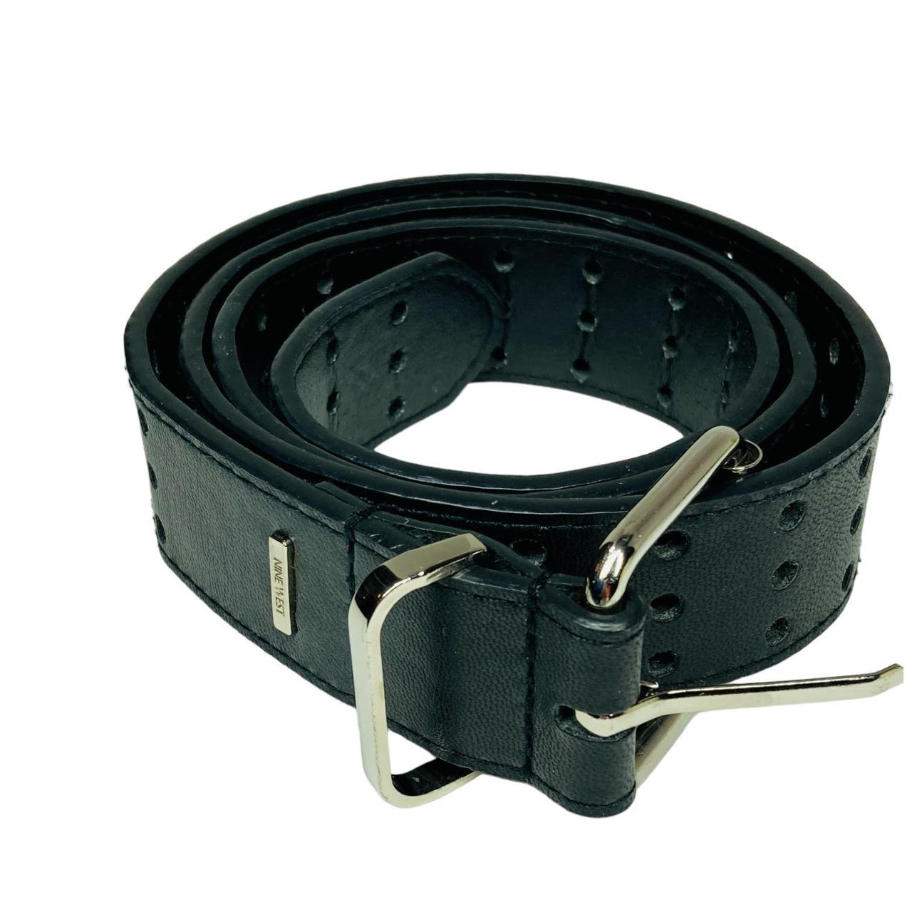 Nine West Belt Black Faux Leather Silver Hardware