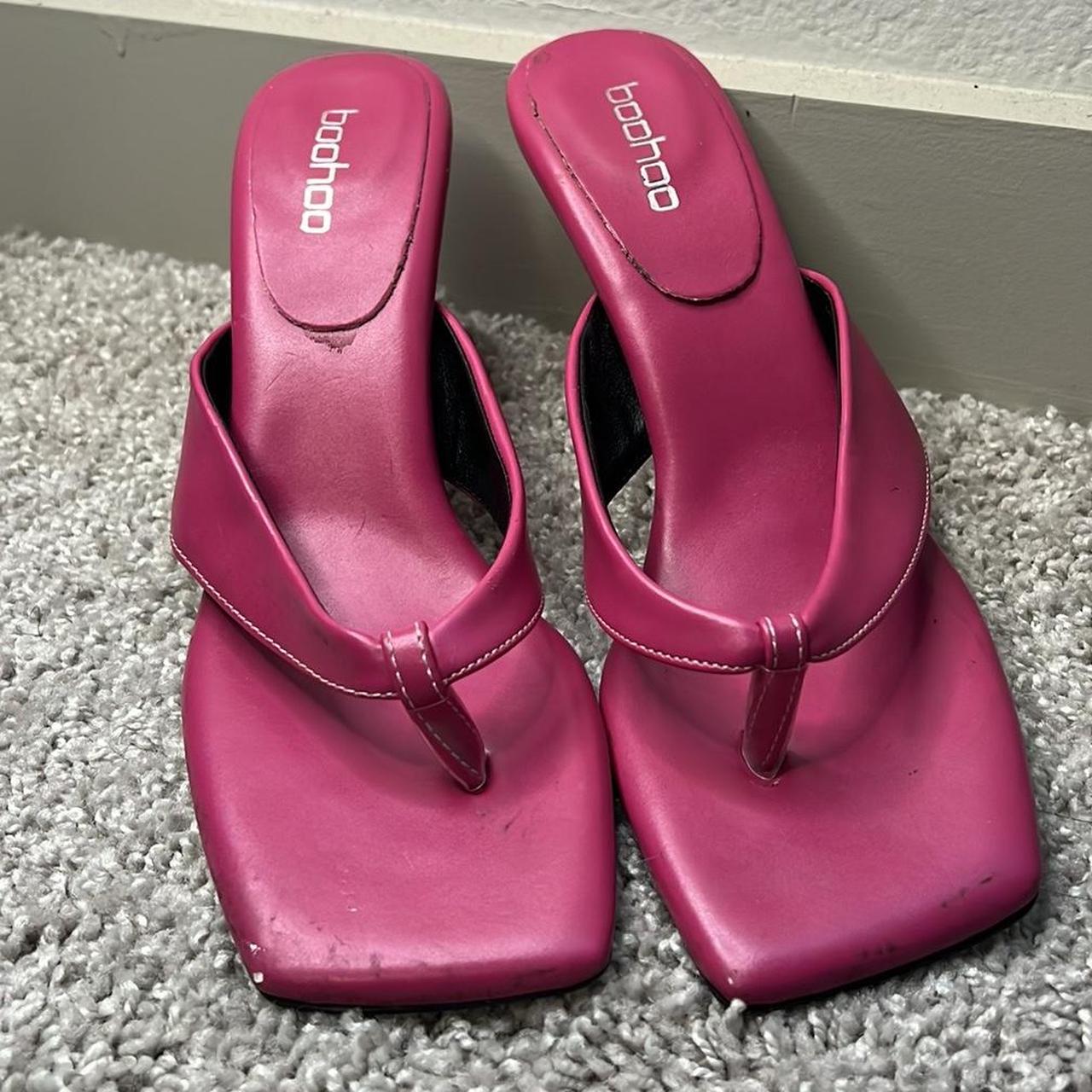 Pink Heels Boohoo Pink Sandal/Flip-flop... - Depop