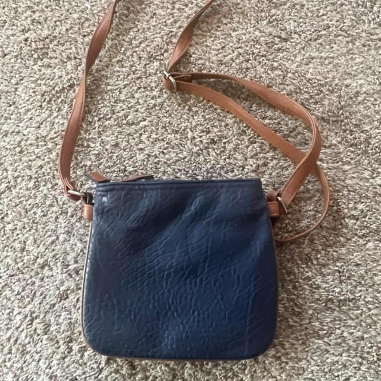 Navy Blue & Brown "Rosetti" Crossbody bag with two... - Depop