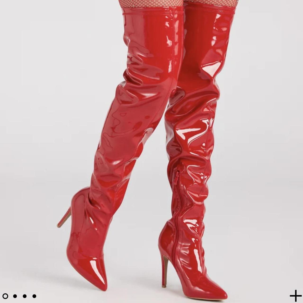 Red Thigh High Boots ️ Worn for 2 Hours... - Depop