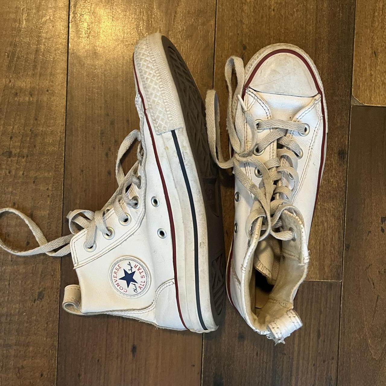 White Leather Converse - Depop
