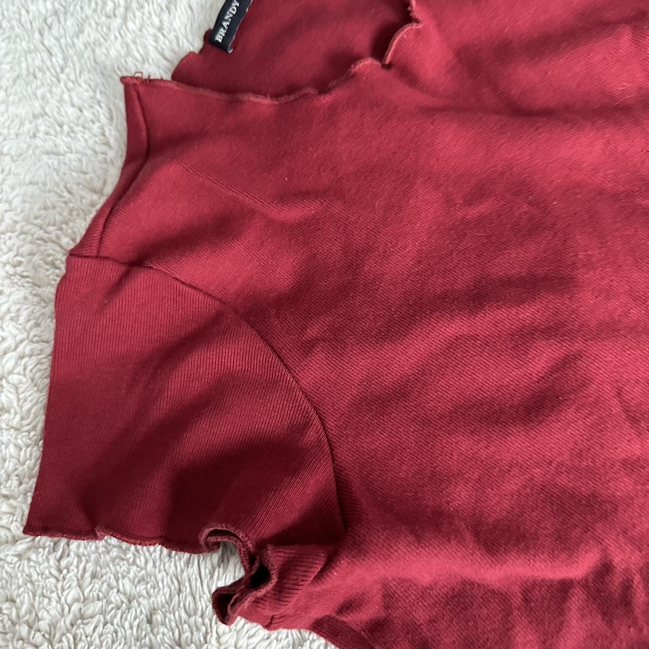 Brandy Melville Wine Red Ruffled Baby Tee / Crop... - Depop