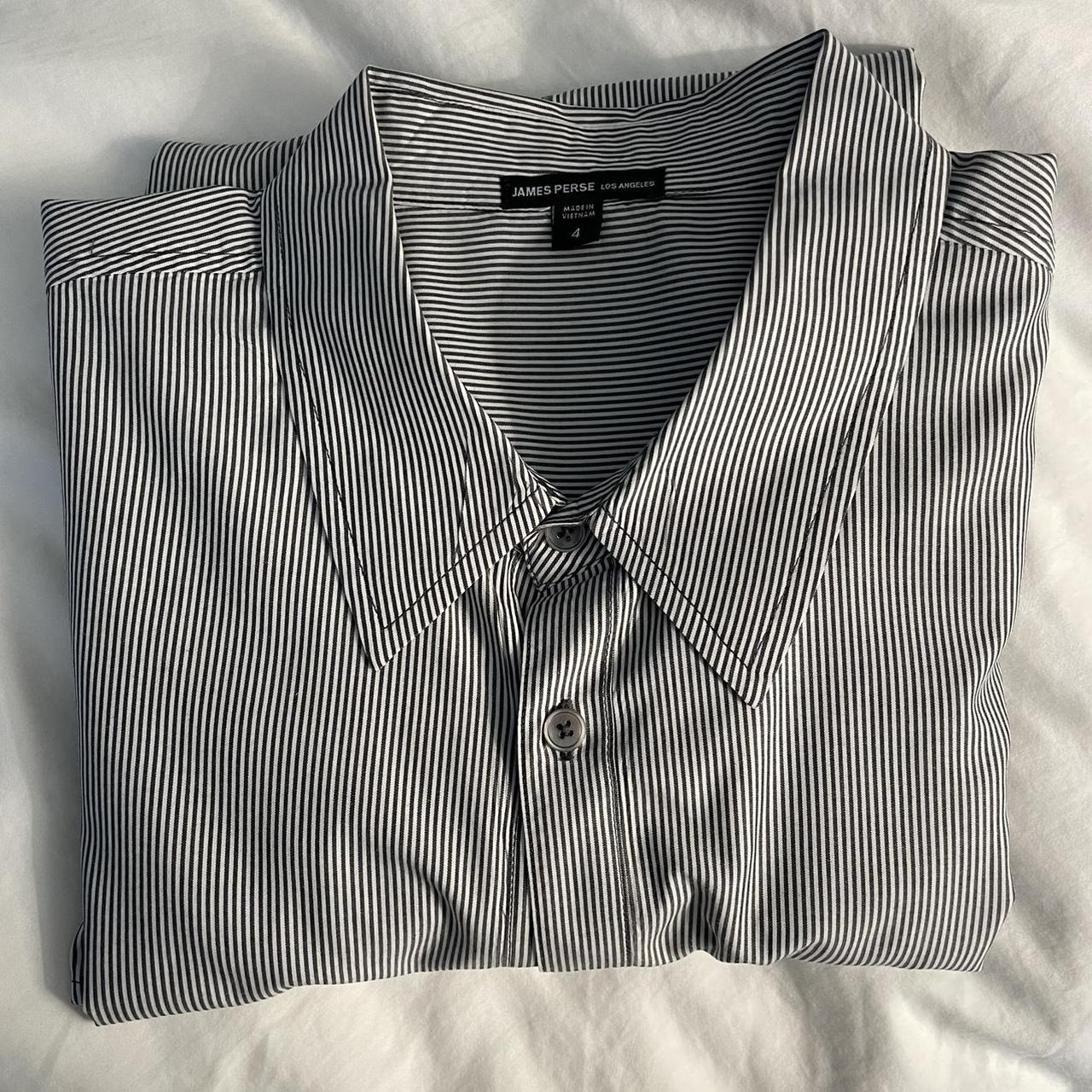 James Perse Men's White and Navy Shirt