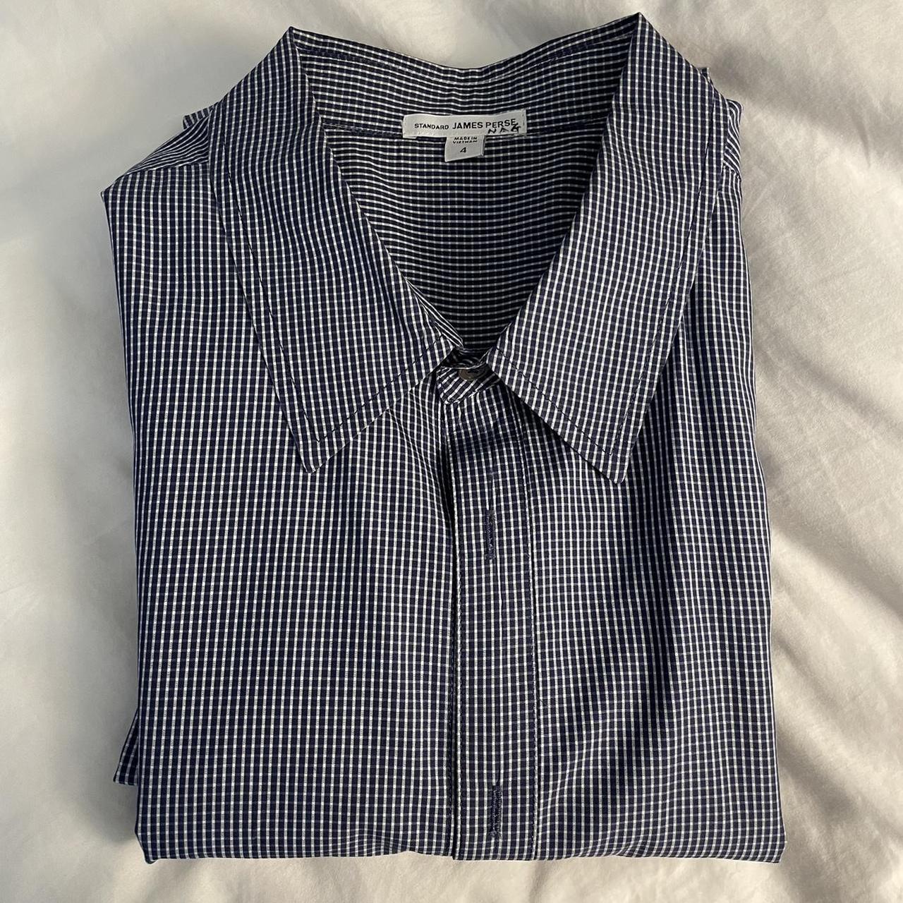 James Perse Men's White and Navy Shirt
