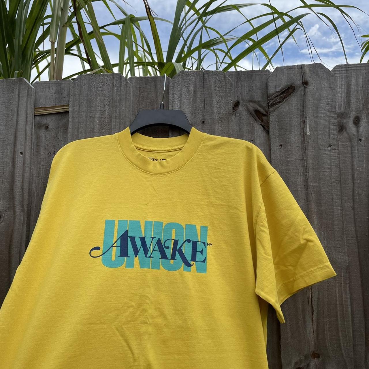 Union x Awake Ny Yellow Tee •brand new never... - Depop