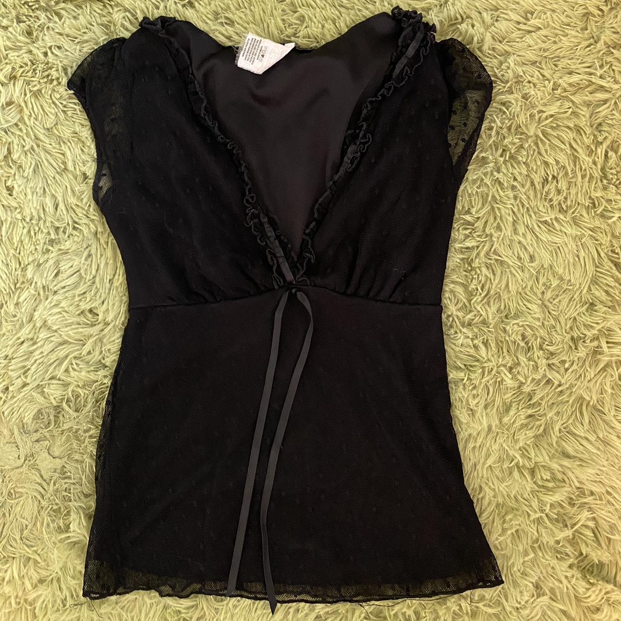 black y2k lacy top vintage early 2000s y2k black... - Depop