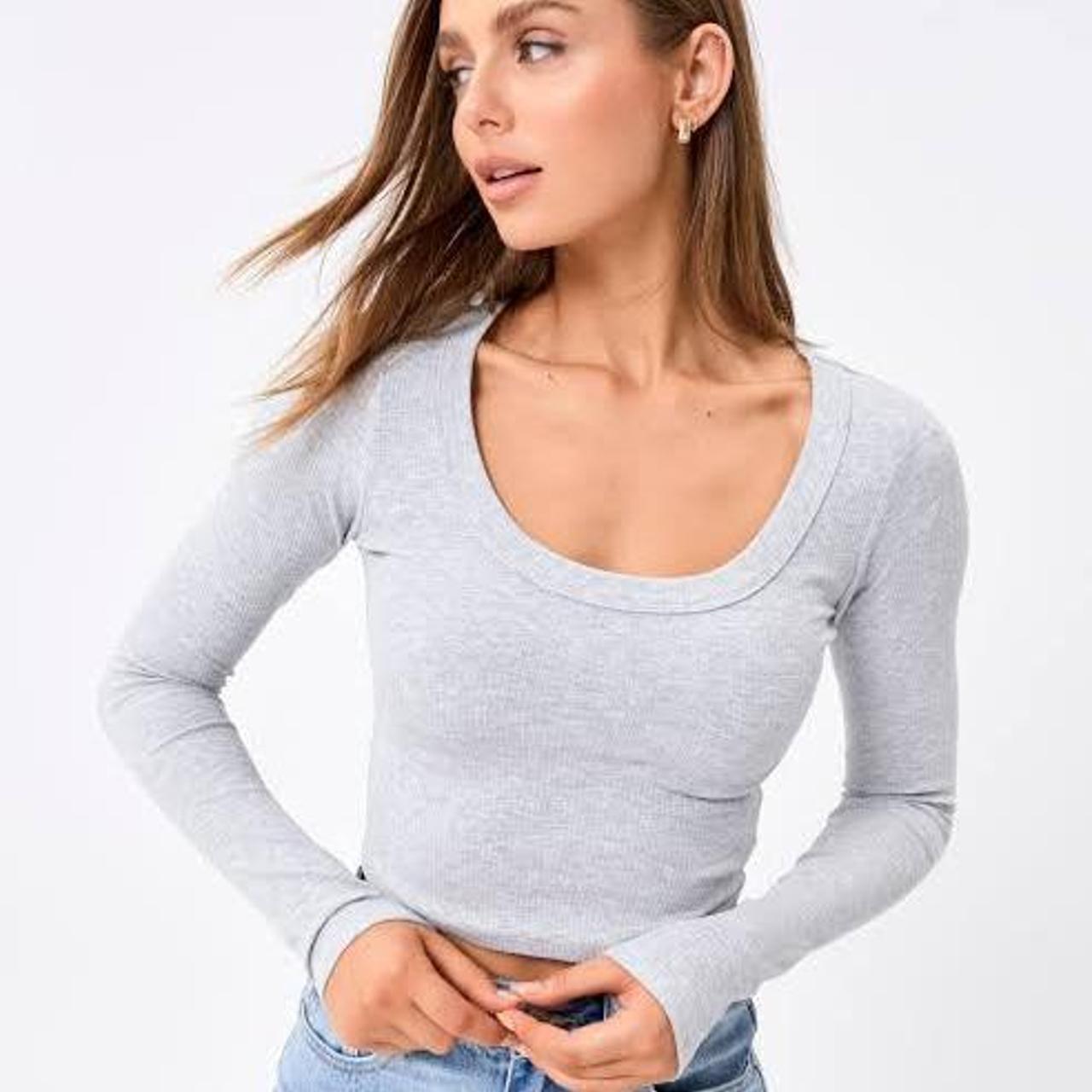 Glassons Grey Scoop Neck Long Sleeve Grey Perfect Depop