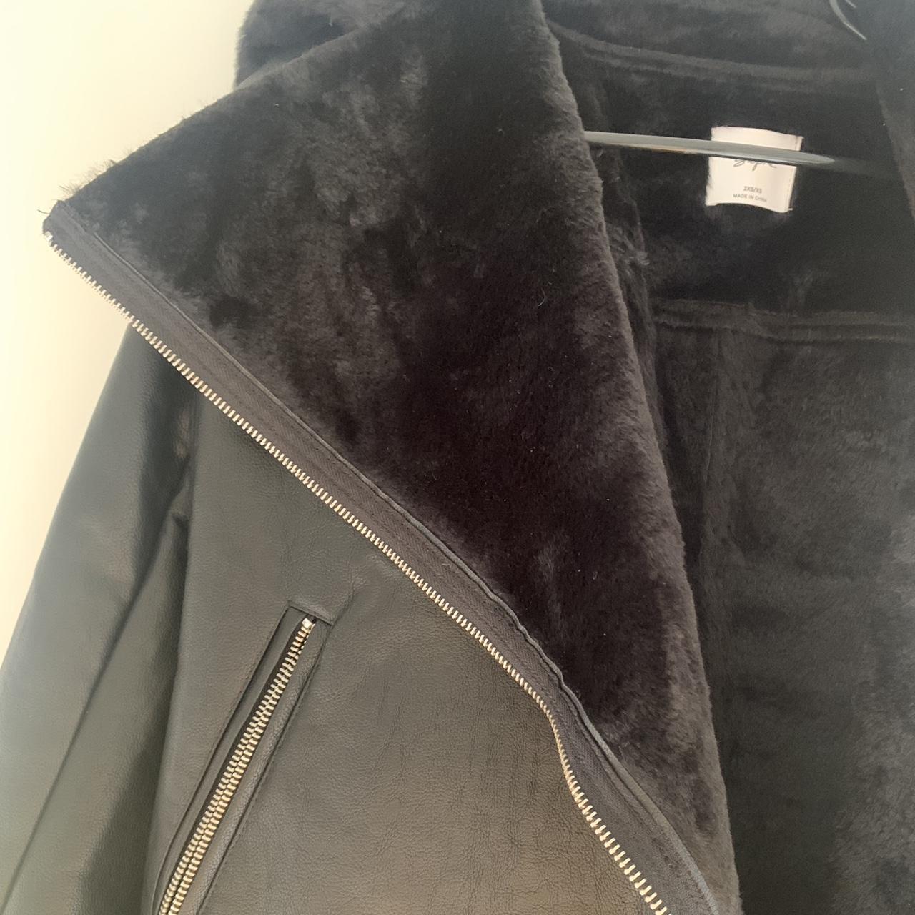 Supre oversized vegan leather jacket - fur lined.... - Depop