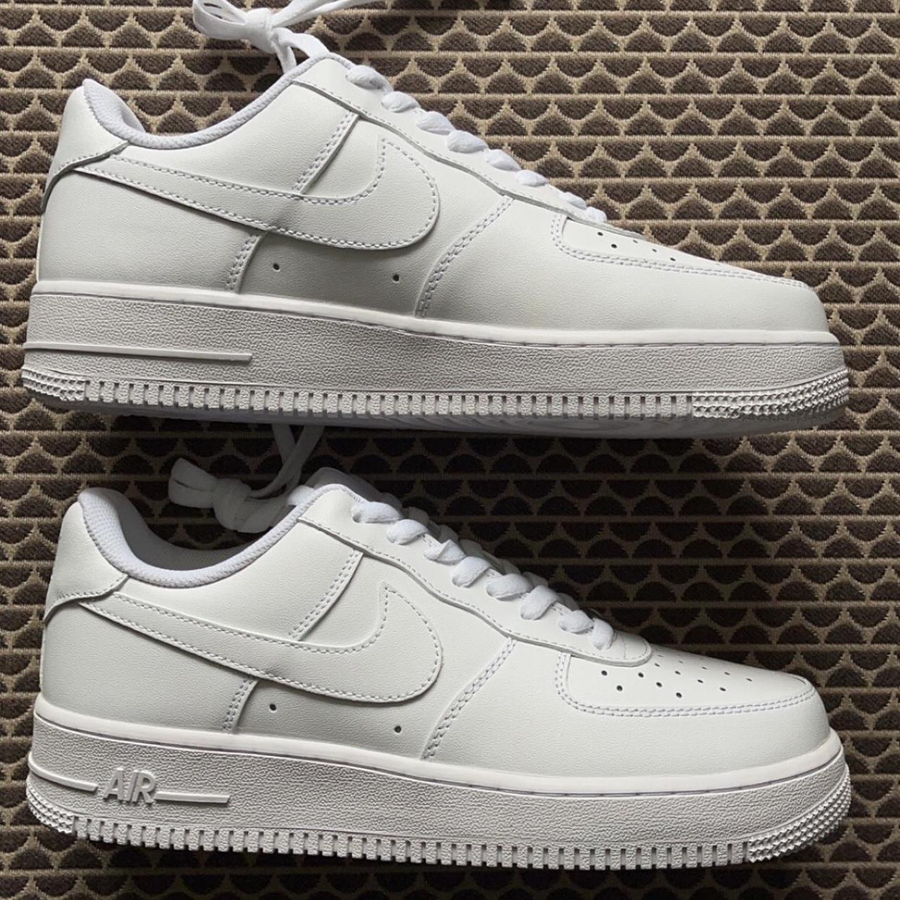 New white Nike Air Force ones (AF1) shoes/trainers... - Depop