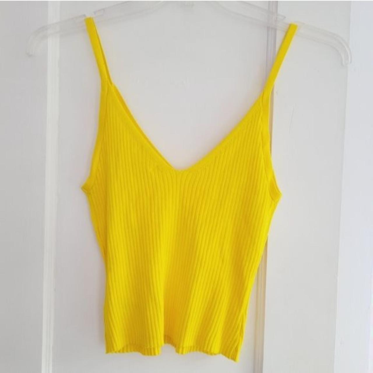 NWOT Jolie & Joy Yellow Ribbed Tank Vibrant yellow... - Depop