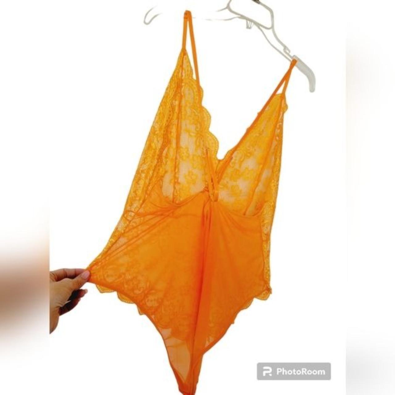 Orange Lace Bodysuit / Teddy Straps are adjustable... Depop