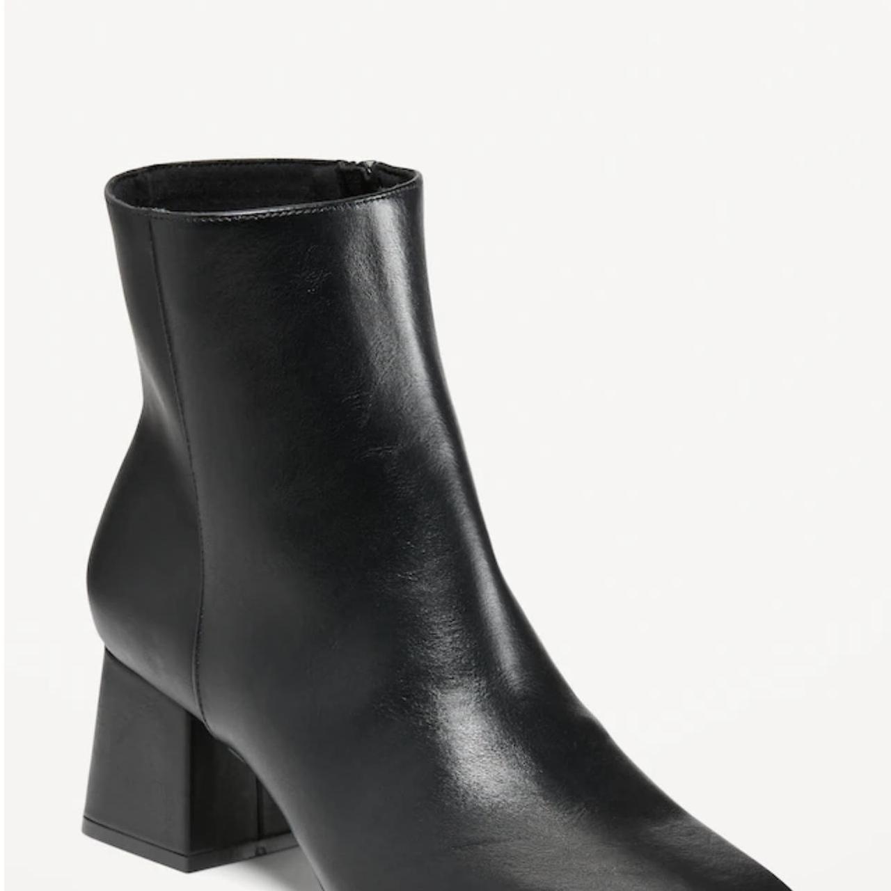 Faux leather square toe boots Depop