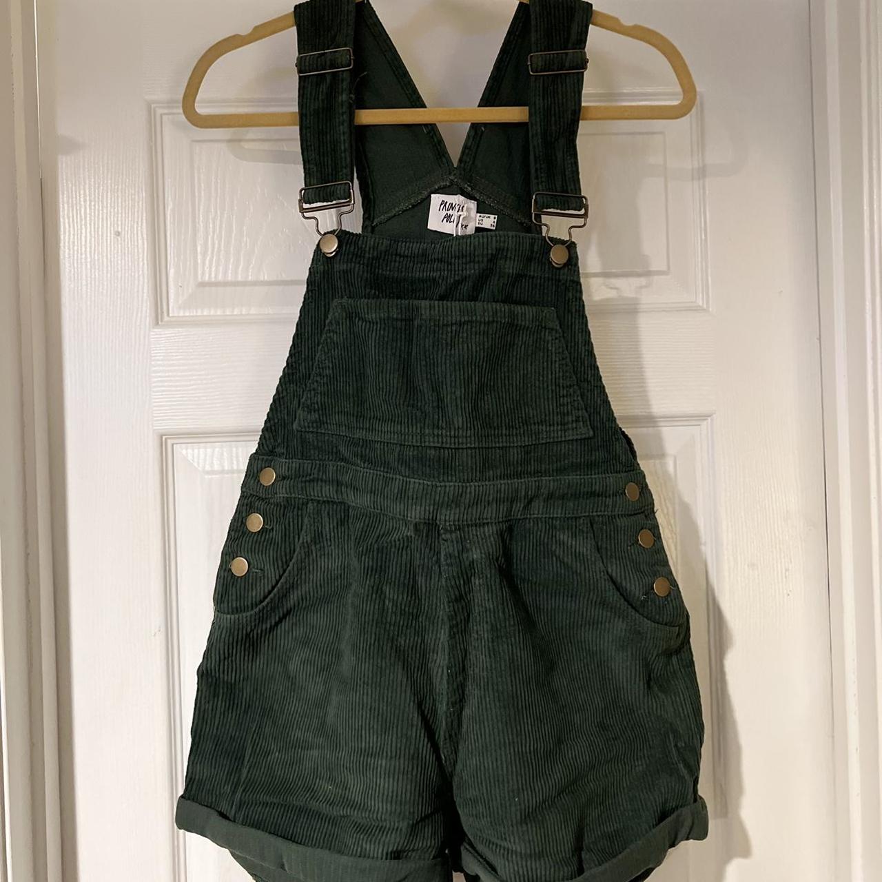 Princess Polly Women's Green and Khaki Dungareesoveralls Depop