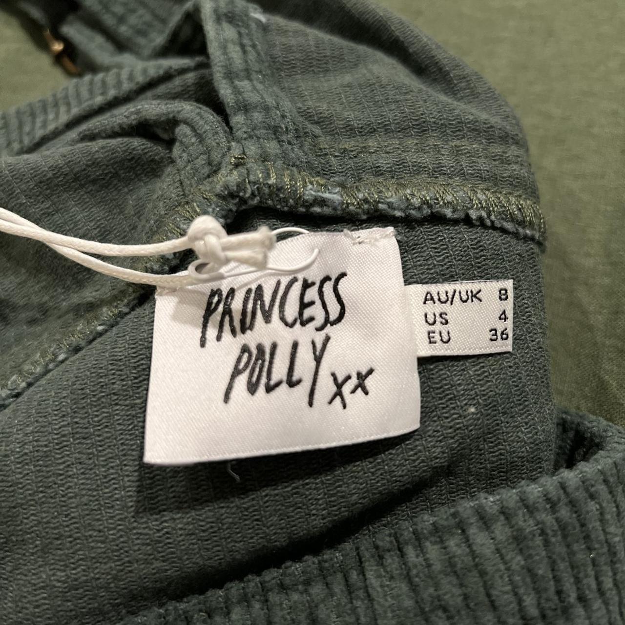 Princess Polly Women's Green and Khaki Dungareesoveralls Depop