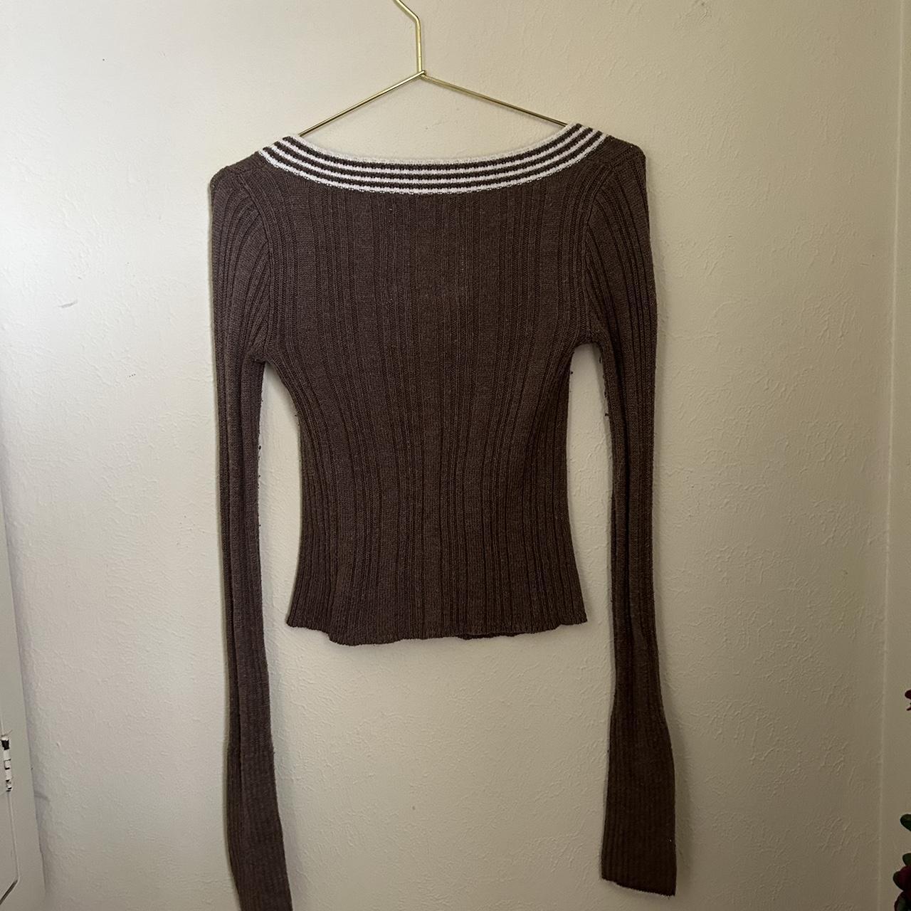 Hollister Co. Women's Brown and White Cardigan | Depop