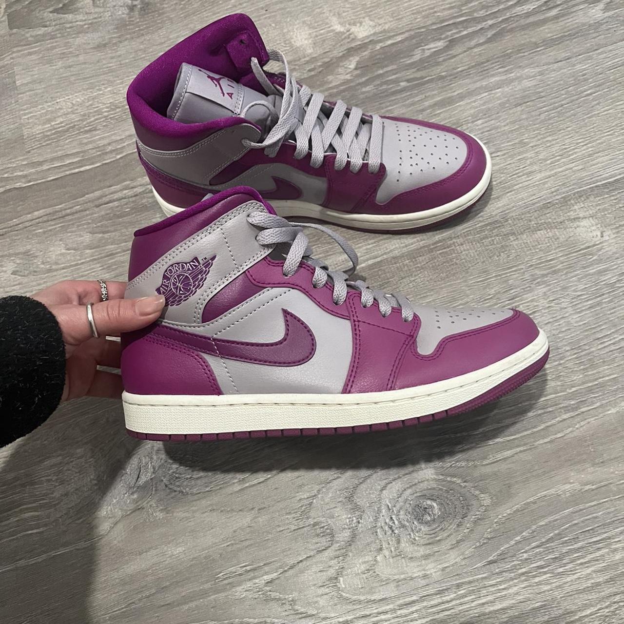 purple and gray jordans