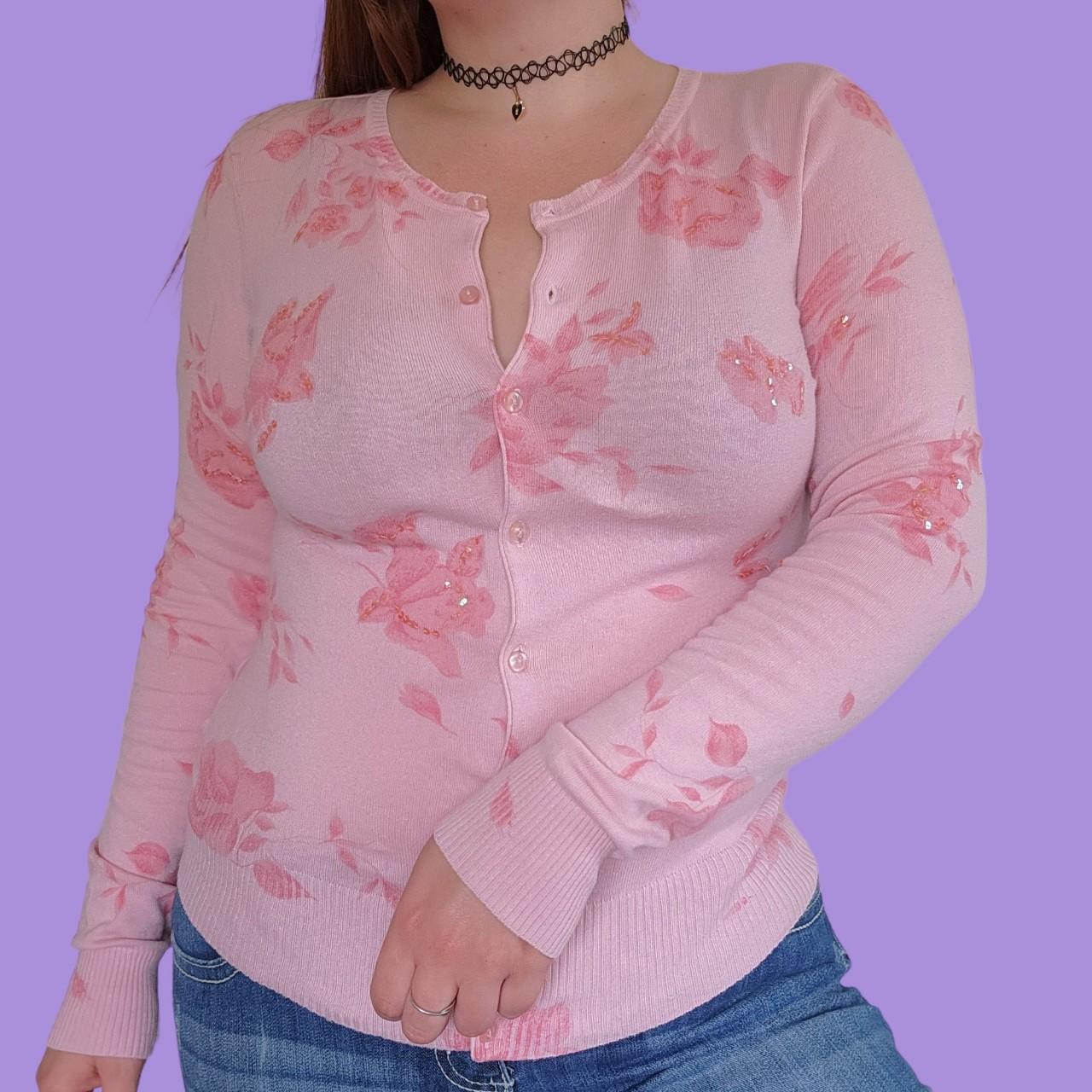 American Vintage Men's Pink Cardigan Depop