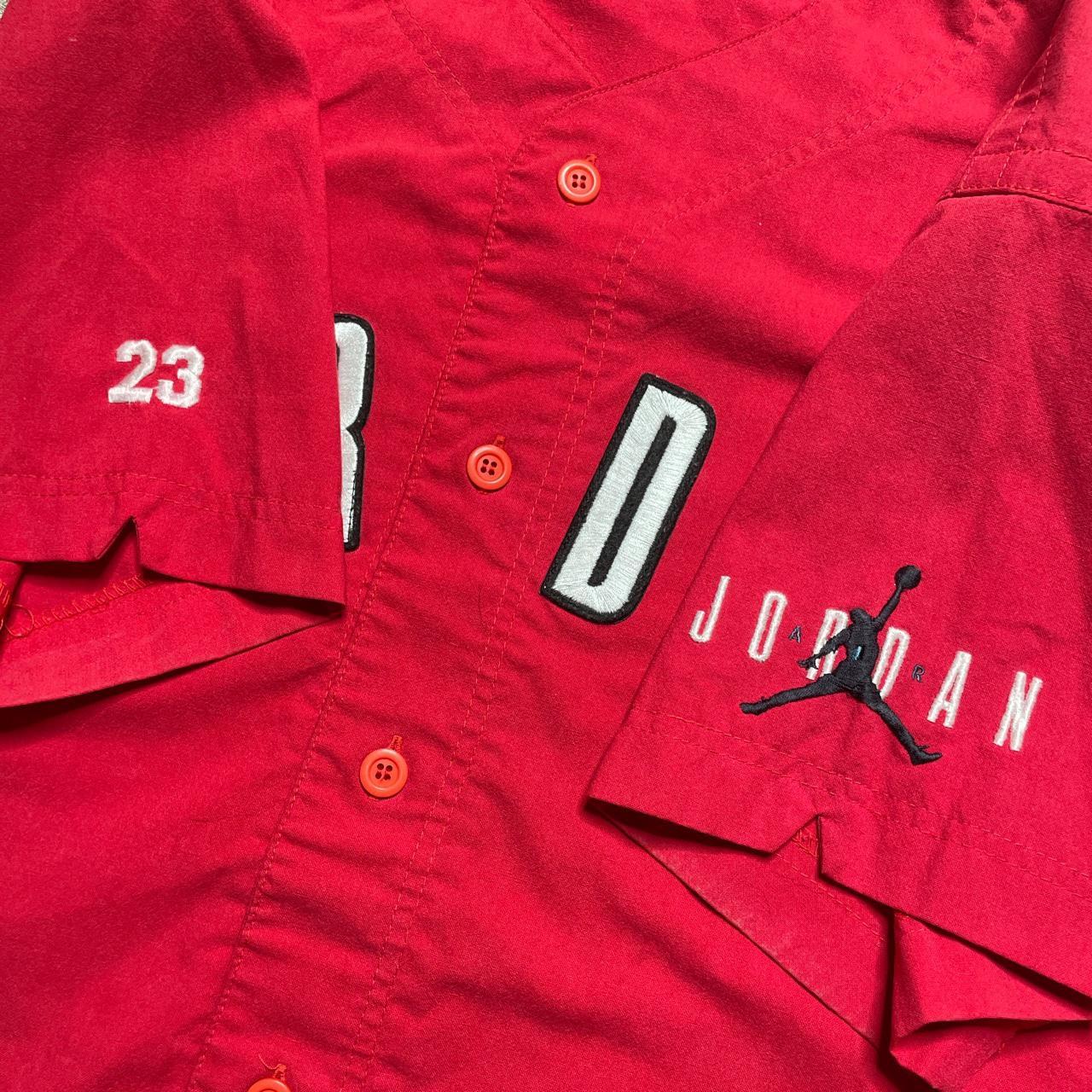 Vintage Nike Jordan Red Baseball Jersey Top Button - Depop