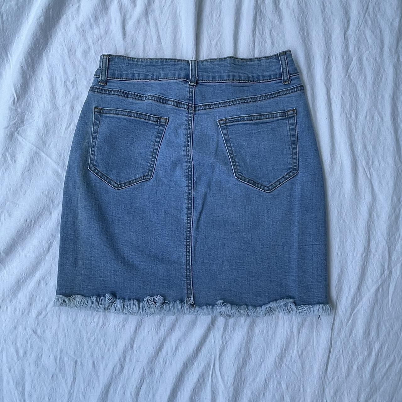 Here’s cute fashion nova jean skirt Size small It is... - Depop