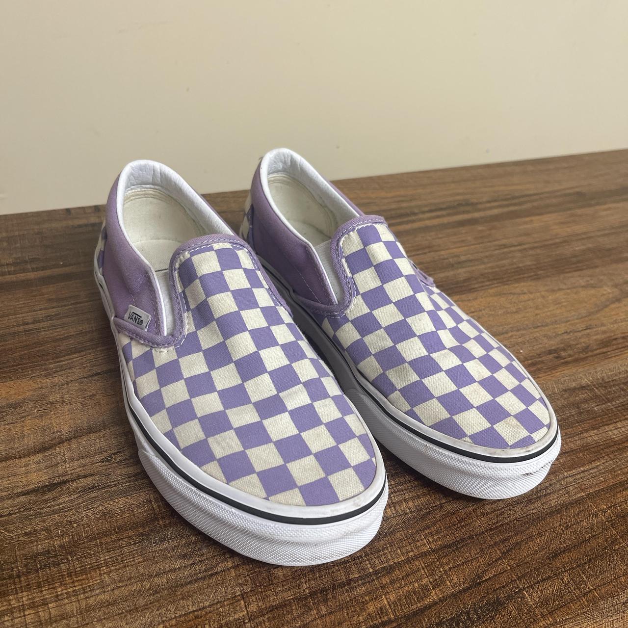 Checkered vans purple best sale