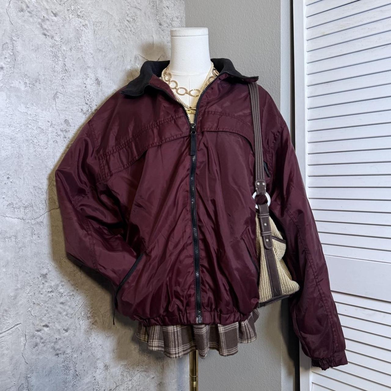 Basic Editions Women's Bomber Jacket - Burgundy/R… - image 2